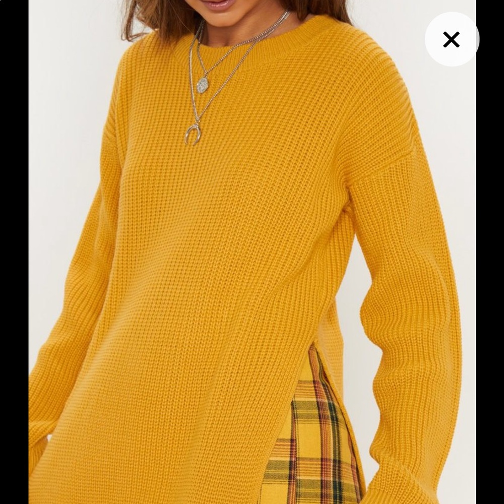 Pretty Little Thing High Slit Mustard Sweater